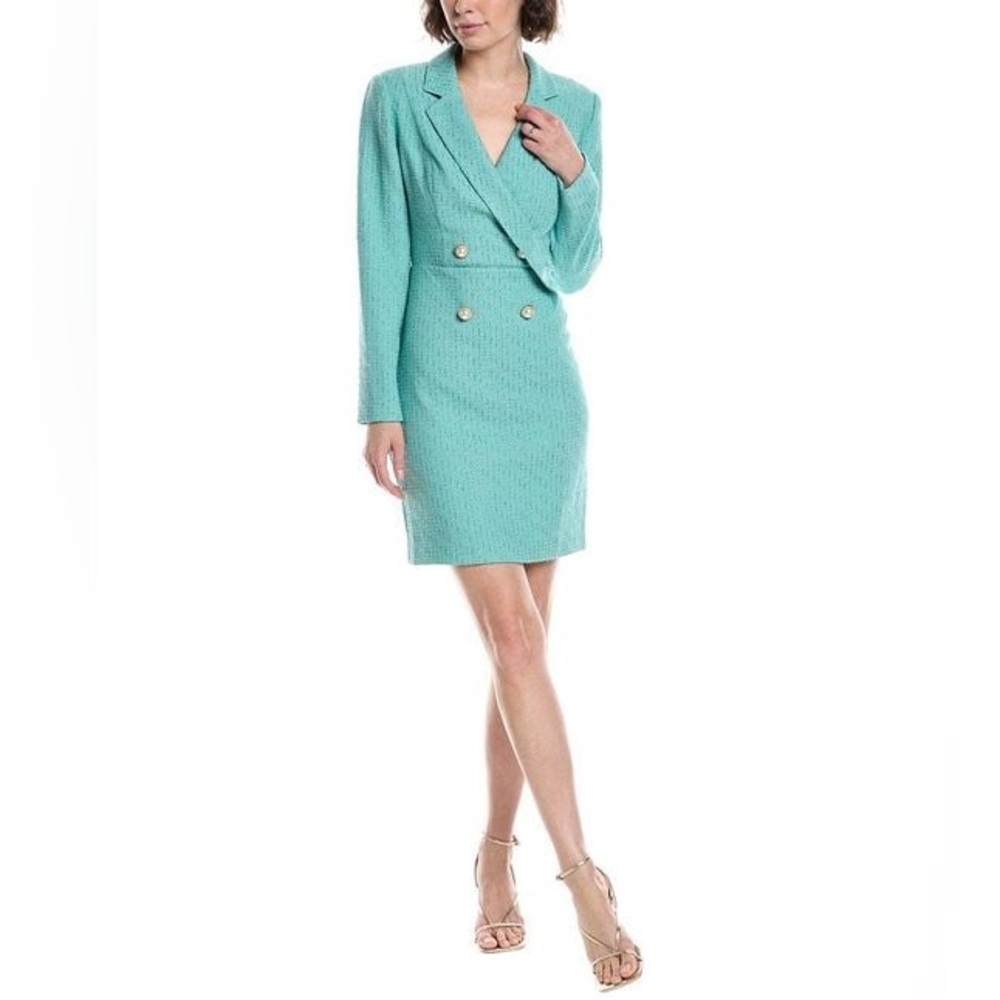 NWOTAdrianna Papell Aqua Mini Tuxedo Dress
